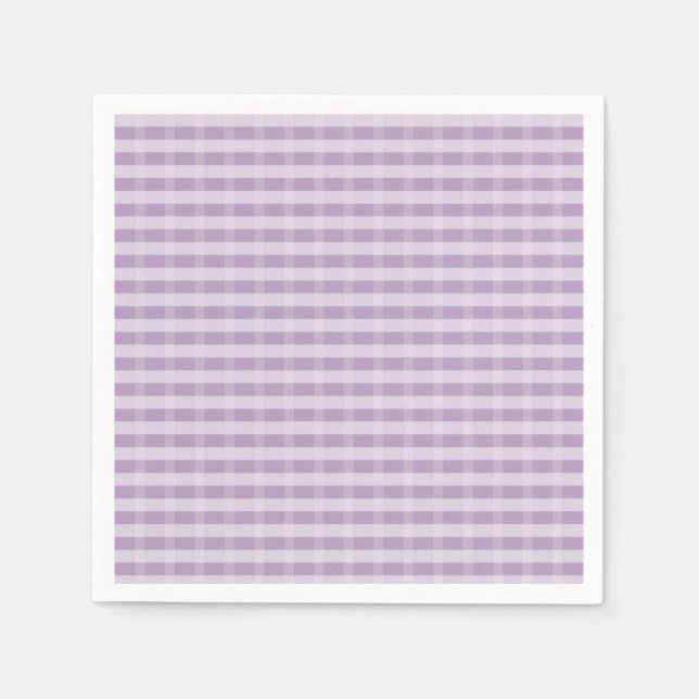 Cute Purple Plaid Pattern Paper Napkins (Front)