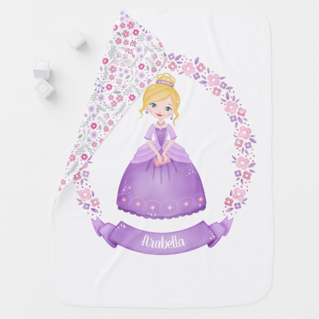 Cute Purple Princess Baby Blanket (In Situ)
