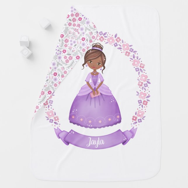 Cute Purple Princess Girl Baby Blanket (In Situ)