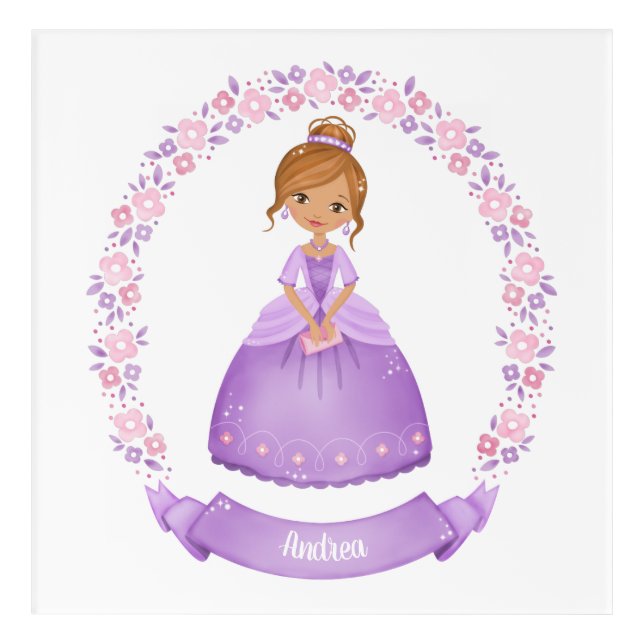 Cute Purple Princess Personalized Acrylic Print (Front)