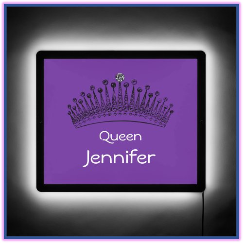 Cute Purple Queen Crown LED Sign