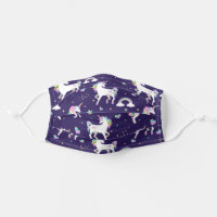 Cute Purple Rainbow Hearts And Stars Unicorn Cloth Face Mask
