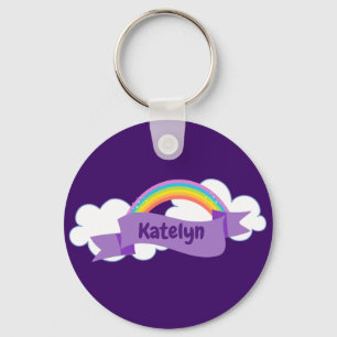 Cute Purple Rainbow Monogram Girly Keychain