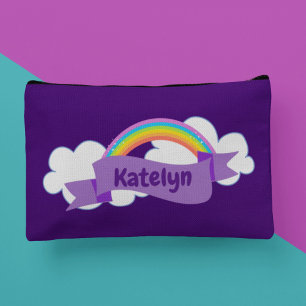 Cute Purple Rainbow Personalized Accessory Pouch