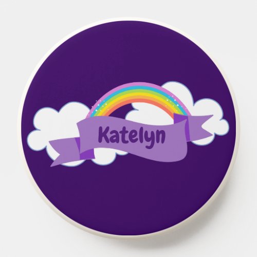 Cute Purple Rainbow Personalized Kids PopSocket