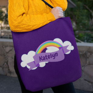 Cute Purple Rainbow Personalized Tote Bag