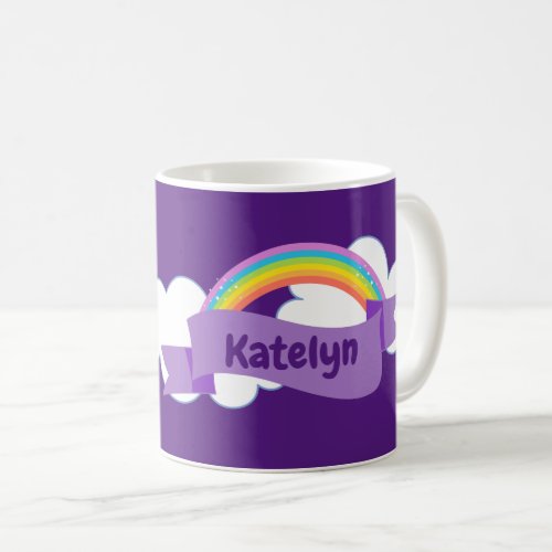 Cute Purple Rainbow Pretty Monogram Girly Coffee Mug