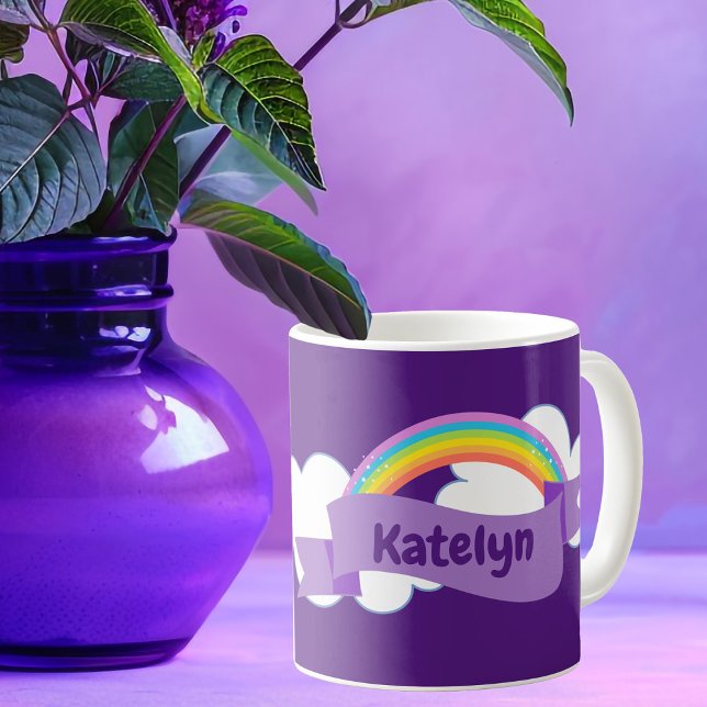 Cute Purple Rainbow Pretty Personalized Coffee Mug (Creator Uploaded)