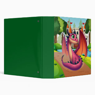 Cute purple/red cartoon dragon 3 ring binder
