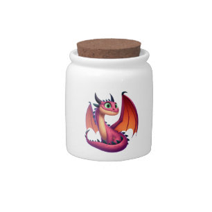 Cute purple/red cartoon dragon candy jar
