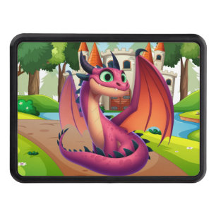 Cute purple/red cartoon dragon hitch cover