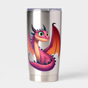 Cute purple/red cartoon dragon insulated tumbler