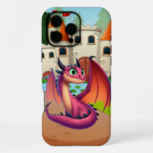 Cute purple/red cartoon dragon iPhone 16 pro max case