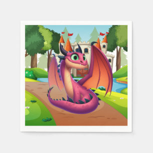 Cute purple/red cartoon dragon napkins