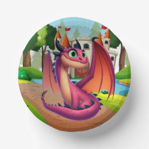 Cute purple/red cartoon dragon paper bowls
