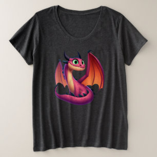 Cute purple/red cartoon dragon plus size T-Shirt