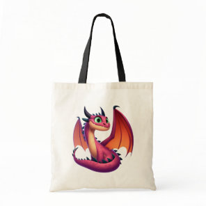 Cute purple/red cartoon dragon tote bag