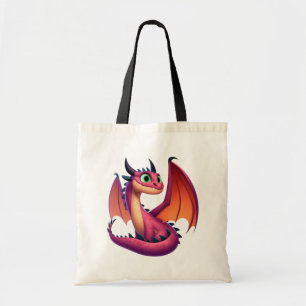Cute purple/red cartoon dragon tote bag
