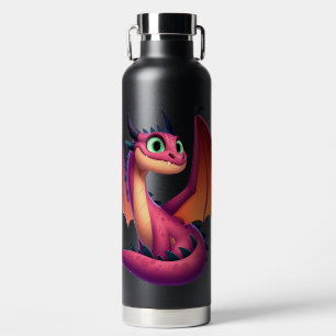 Cute purple/red cartoon dragon water bottle