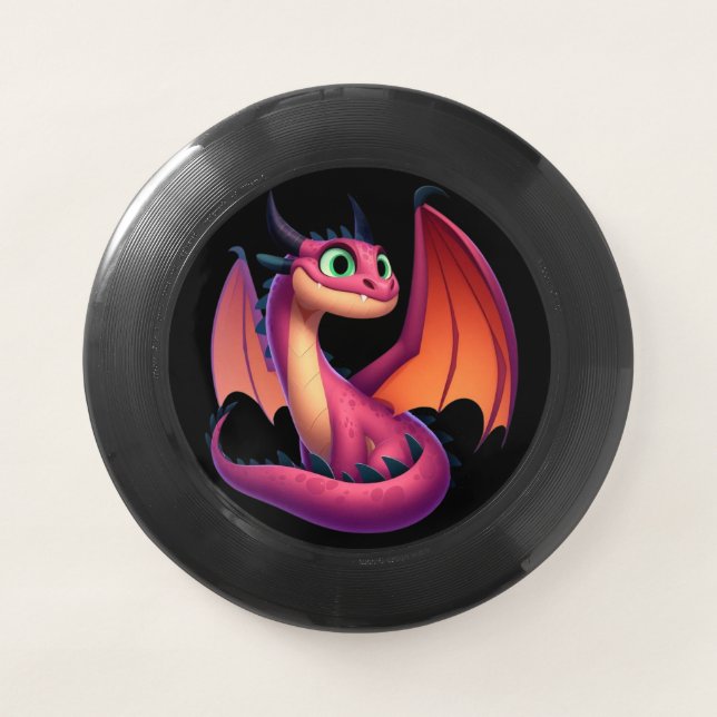 Cute purple/red cartoon dragon Wham-O frisbee (Front)