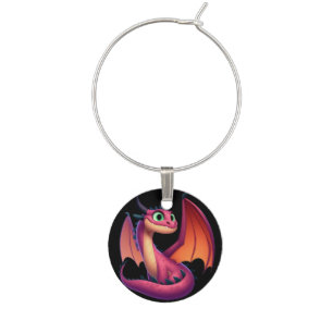 Cute purple/red cartoon dragon wine charm