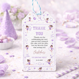 Cute Purple Rhythmic Gymnastics Birthday party Gift Tags