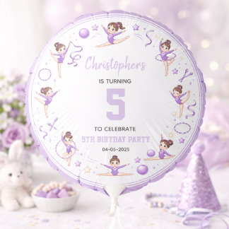 Cute Purple Rhythmic Gymnastics Sporty Theme Balloon