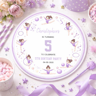 Cute Purple Rhythmic Gymnastics Sporty Theme Classic Round Sticker