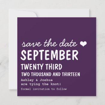Cute Purple Save The Date Announcements by AllyJCat at Zazzle