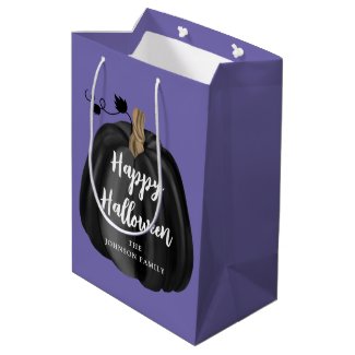 Cute Purple Script Pumpkin Happy Halloween 
