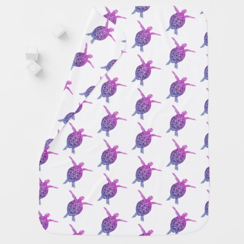 Cute Purple Sea Turtles CUSTOMIZABLE Baby Blanket