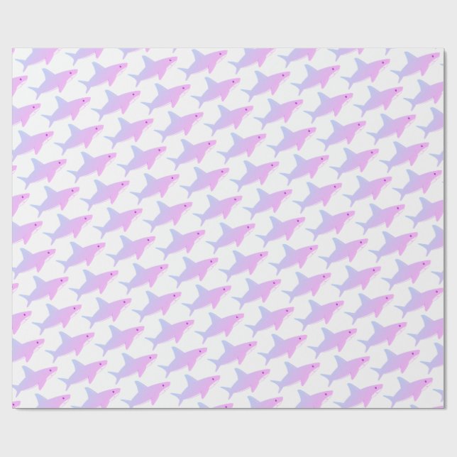 Cute Purple Shark Wrapping Paper (Flat)