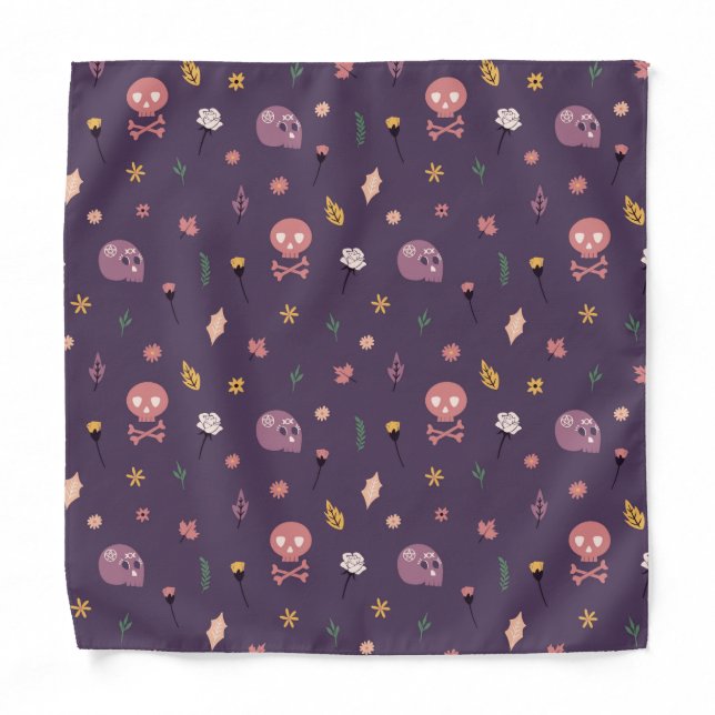 Cute purple skull and bones dog bandana (Front)