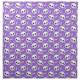 Cute Purple Skull & Bones Halloween Pattern Cloth Napkin