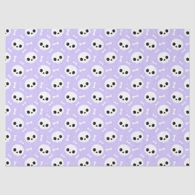 Cute Purple Skull & Bones Halloween Pattern Tissue Paper (Front)
