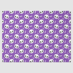 Cute Purple Skull & Bones Halloween Pattern Tissue Paper