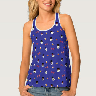 Cute Purple Skulls and Bows Coquette Tank Top