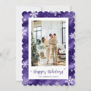 Cute Purple Snowy Photo Holiday