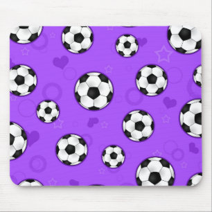 Cute Purple Soccer Star Print Mouse Pad
