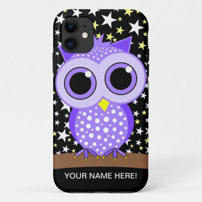 cute purple spotted owl Case-Mate iPhone case (Back)