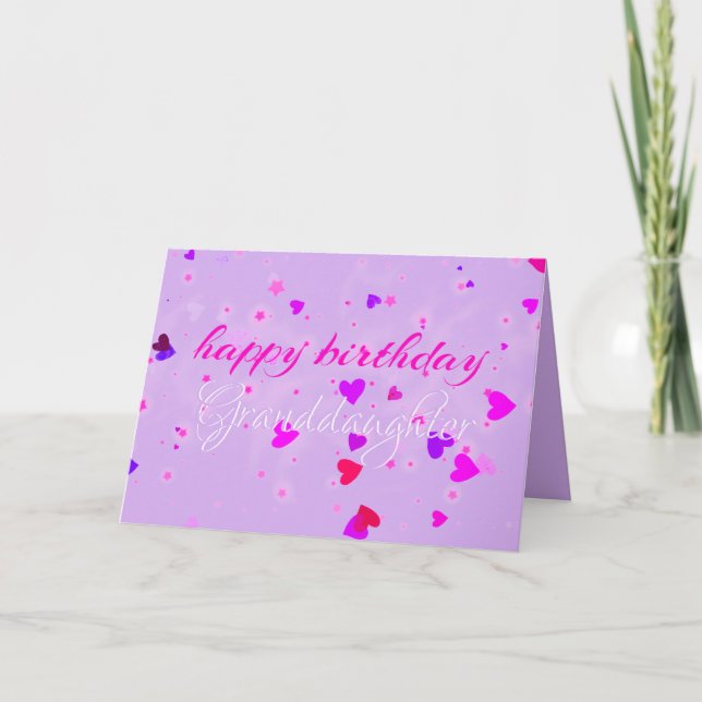  Cute Purple Stars Granddaughter Birthday Card (Front)