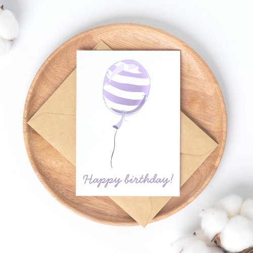 Cute Purple Striped Balloon _ Kids Birthday Postcard