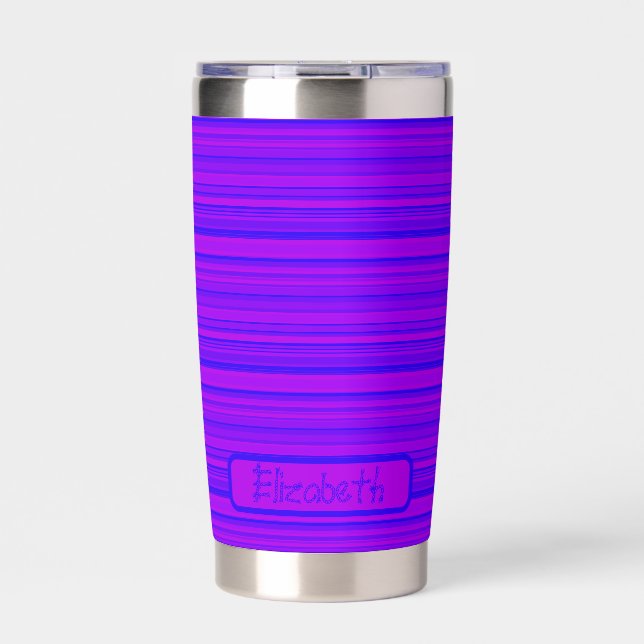 Cute Purple Striped Tumbler – Your GoTo Travel Mug (Front)
