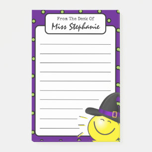 Cute Purple Sunshine Witch Halloween Teacher Post-it Notes