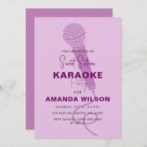 Cute Purple Sweet 16 Birthday Karaoke Party  Invitation