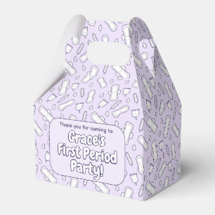 Cute Purple Tampon Pattern First Period Party Favor Boxes
