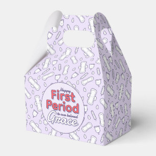 Cute Purple Tampon Teen Girl First Period Party Favor Boxes