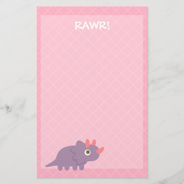 Cute Purple triceratops dinosaur Stationery (Front)