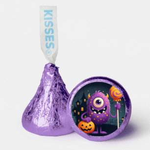 Cute, purple trick-or-treating monster hershey®'s kisses®