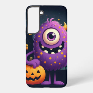 Cute, purple trick-or-treating monster samsung galaxy s22+ case